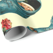 Kute kerststop, klein kind, crème cadeaupapier (Rol Hoek)