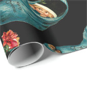 Kute kerststop, klein kind, rode bloem cadeaupapier (Rol Hoek)