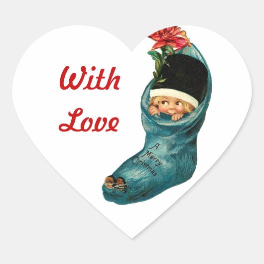 Kute kerststop, klein kind, wit hart sticker (Voorkant)