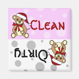 Kute kerstteddy Bear Clean Dirty Dishwasmachine Magneet