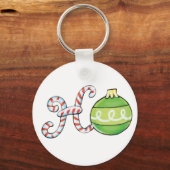 Kute kersttekst, Ho in Ornamenten met snoepsuikerr Sleutelhanger (Voorkant)