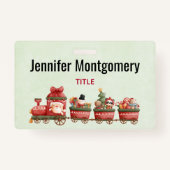 Kute kersttrein met speelgoed badge (Achterkant)