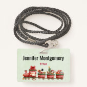 Kute kersttrein met speelgoed badge (Achterkant met draagriem)