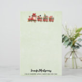 Kute kersttrein met speelgoed briefpapier (Staand voorkant)