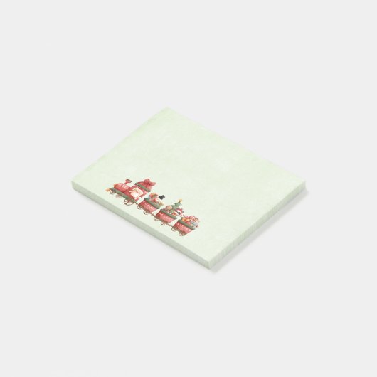 Kute kersttrein met speelgoed post-it® notes (Schuin)