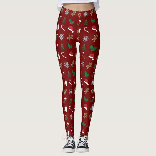Kute kerstvakantie Symbols Assortation Leggings (Voorkant)