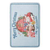 Kute kerstvee op lichtblauw blauw badmat (Voorkant Verticaal)