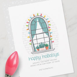 Kute kerstvenster flatfeestdag Kaart