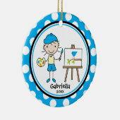 Kute kerstversier Little Artist Keramisch Ornament (Rechts)