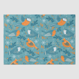 Kute kerstvogels en sneeuwvlokken tissuepapier