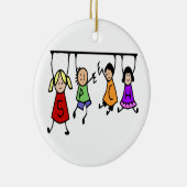 Kute Kinder Cartoon Holding Speech Words Keramisch Ornament (Rechts)