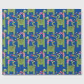 Kute Kinder Dinosaur Kerstmis Cadeaupapier (Vlak)