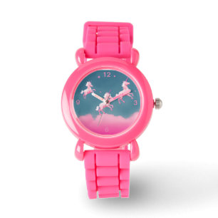 Kute Kinder roze glitter riem Unicorn Familie vlie Horloge