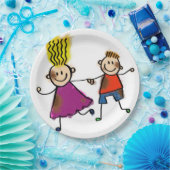 Kute Kinder Vrienden Siblings Twins Birthday Party Papieren Bordje (Feest)