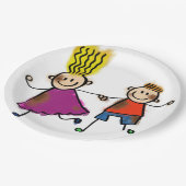 Kute Kinder Vrienden Siblings Twins Birthday Party Papieren Bordje (Gekanteld)