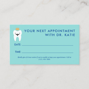 Kute King Tooth Pediediatric Dentist Appointment Afsprakenkaartje