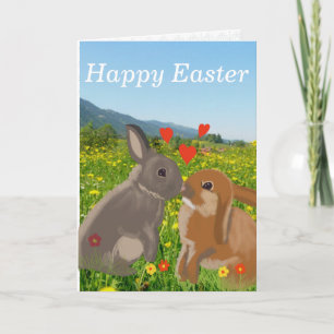 Kute Kissende Bunnies Easter Feestdagen Kaart