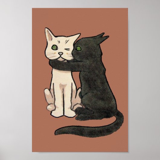 Kute Kissingkat Art Poster Afdrukken (Voorkant)