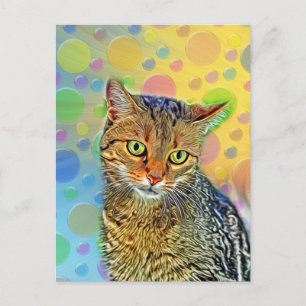 Kute kitten - abstract - kleurig schilderij briefkaart
