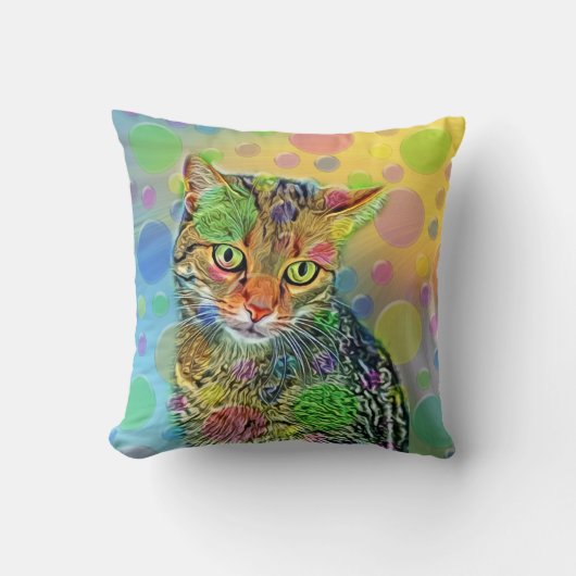 Kute kitten - abstract - kleurig schilderij kussen (Voorkant)
