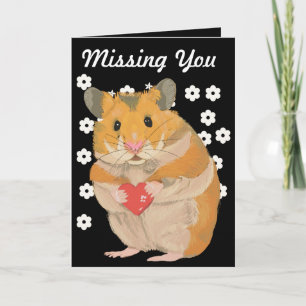 Kute kleine hamster die een hart houdt "Vermist je Kaart