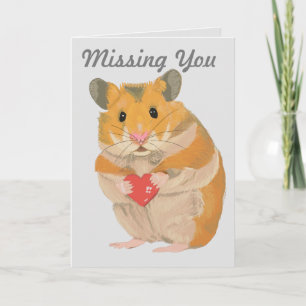 Kute kleine hamster die een hart houdt "Vermist je Kaart