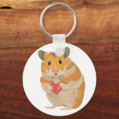 Kute kleine Hamster die een rood hart vasthoudt Sleutelhanger (Voorkant)