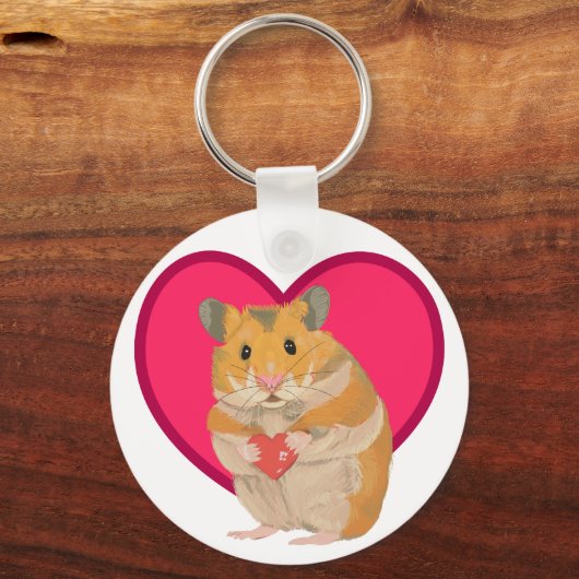 Kute kleine Hamster die een rood hart vasthoudt Sleutelhanger (Voorkant)