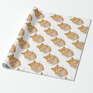 Kute kleine hamster met een bloem cadeaupapier