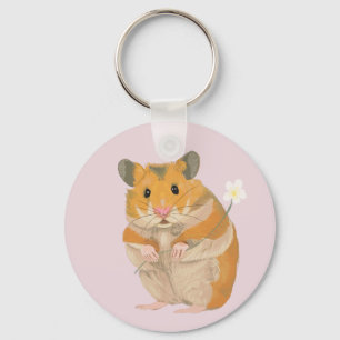 Kute kleine hamster met een bloem sleutelhanger