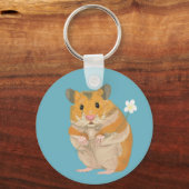 Kute kleine hamster met een bloem sleutelhanger (Voorkant)