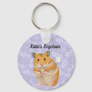 Kute kleine hamster met een bloem sleutelhanger
