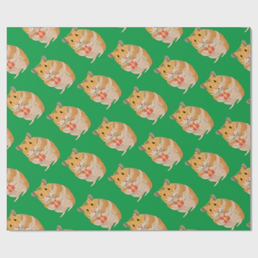 Kute kleine hamster met een kerstcadeautje cadeaupapier (Vlak)