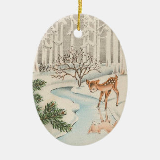 Kute kleine hertenkerstversiering keramisch ornament