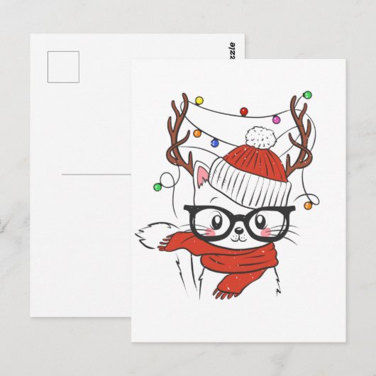 Kute kleine kat met hertenhoorns briefkaart (Voorkant / Achterkant)