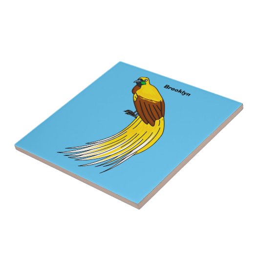 Kute kleine vogel met paradijse illustratie tegeltje (Zijkant)