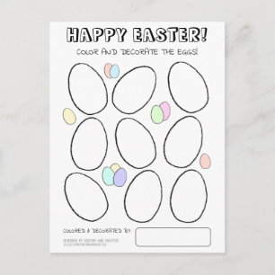 Kute kleur en decorate Easter Egg Coloring Activit Briefkaart