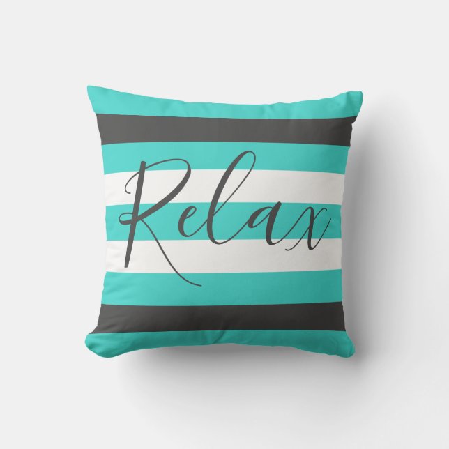 Kute kleur gestreept grijs en blauw patroon met te kussen (Voorkant)