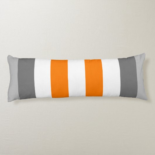 Kute kleur gestript grijs en Oranje met tekst Lichaamskussen (Achterkant)