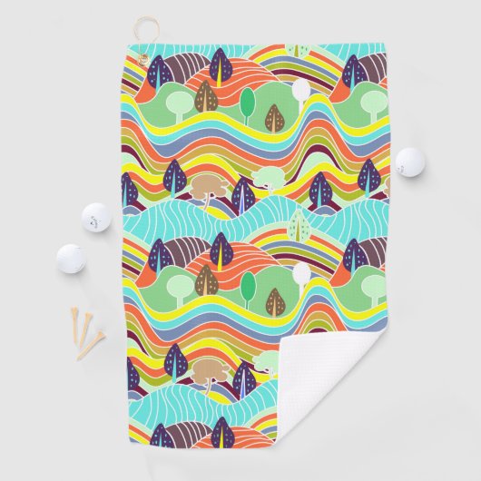 Kute kleurige bospatronen automagneet golfhanddoek (Insitu)