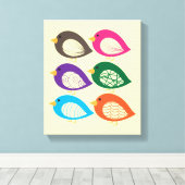 Kute kleurige irky vogels canvas afdruk (Insitu (Houten vloer))
