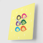 Kute kleurige irky vogels vierkante klok (Hoek)