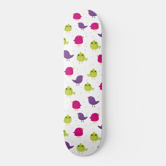 Kute kleurige vogels skateboard (Voorkant)