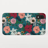 Kute kleurige winterflorale en witte stippen Case-Mate iPhone case (Achterkant (horizontaal))