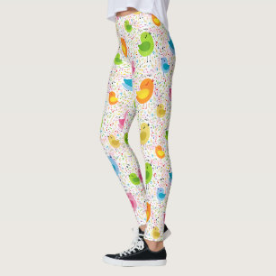 Kute kleurige zingende vogels leggings