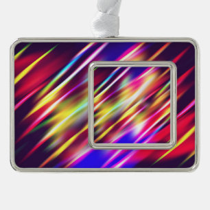 Kute kleurrijke abstracte lijnen werpen kussen iPh Verzilverd Kader Ornament