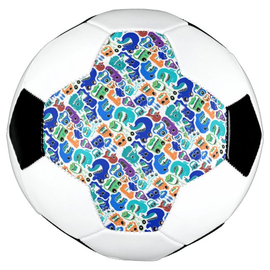 Kute kleurrijke monsters gezichtspatronen Hoesje-M Voetbal (Gedraaid)