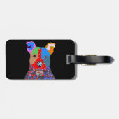 Kute kleurrijke patchwork Pitbull Dog Bagagelabel (Achterkant horizontaal)