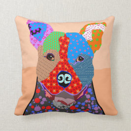 Kute kleurrijke patchwork Pitbull Dog Kussen