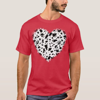 Kute Koe Print Heart Farmer Koe Lovers T-shirt